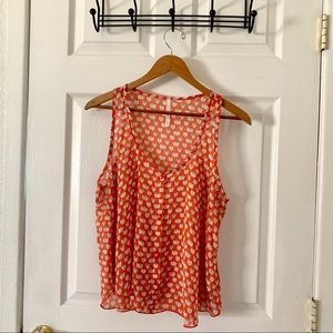 Orange Tank Top with White Hippo Print